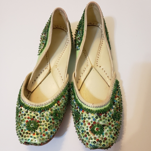 no brand Shoes - 🦄 Indian beaded ballet flats green size 8